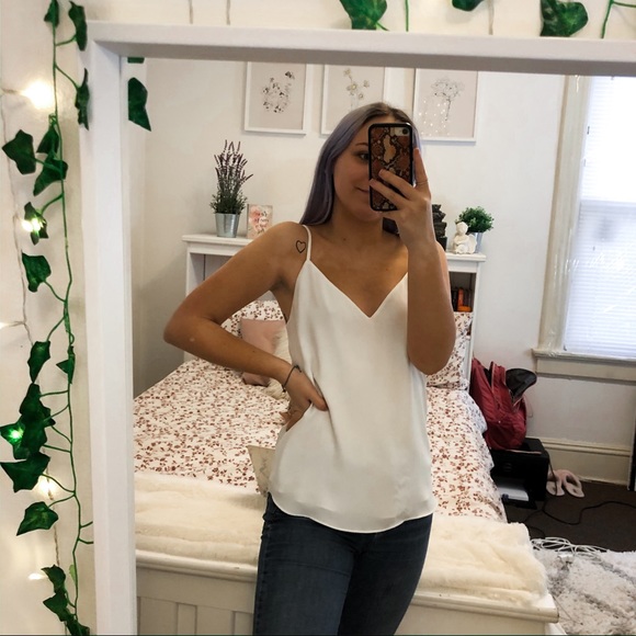 Babaton Tops - Aritzia White Flowy Babaton Tank Top